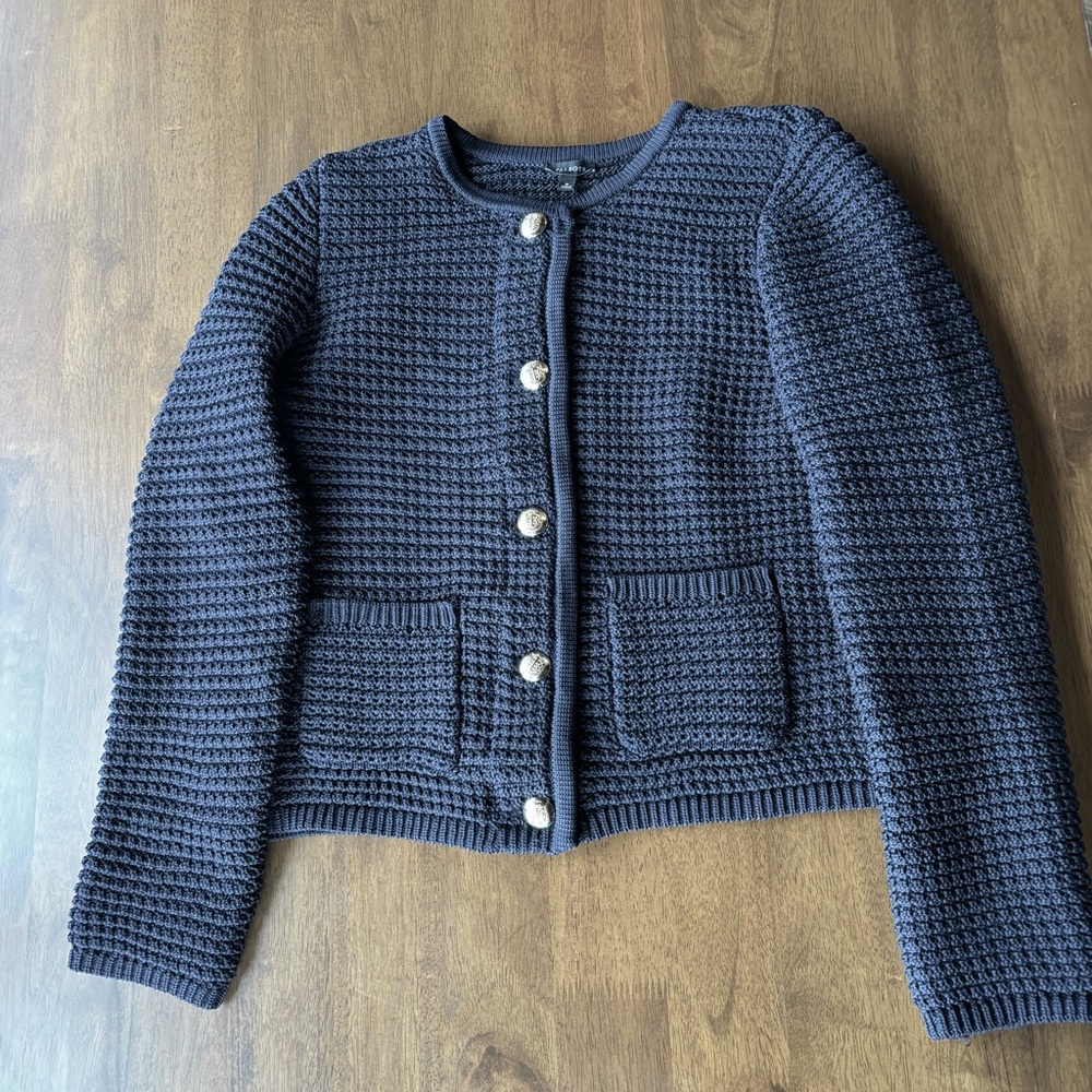 Talbots Navy Blue Textured Cardigan